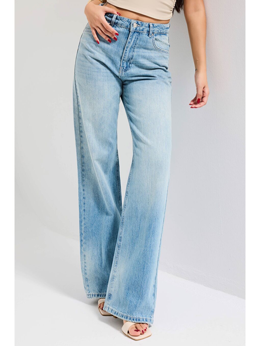 Mavi Kadın Jean Rengi 4s6-32 Straight Fit Yüksek Bel Denim Jean-3