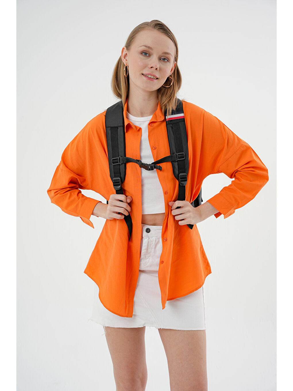 Siyah Unisex Çok Gözlü Sırt Çantası-2