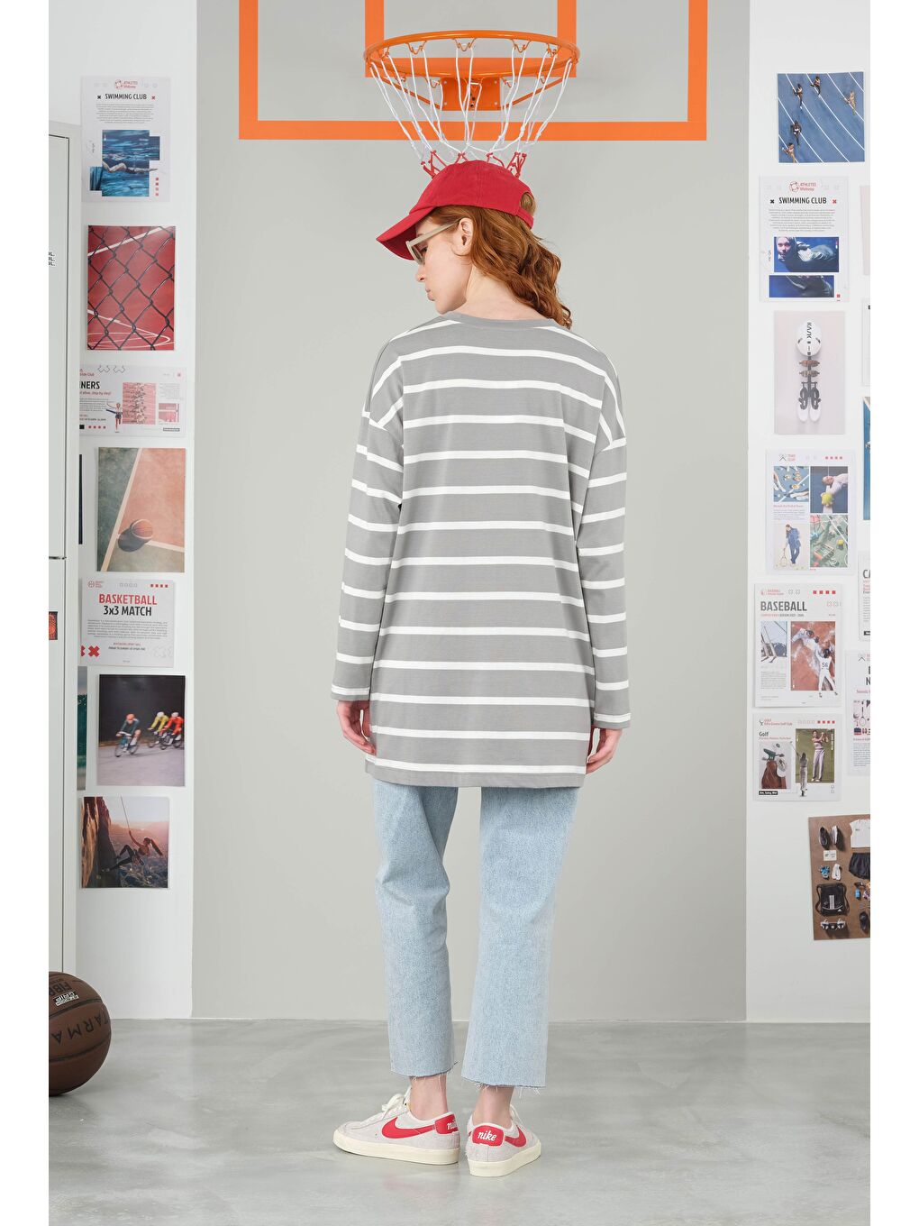 Kalın Çizgili Sweat Açık Gri-2