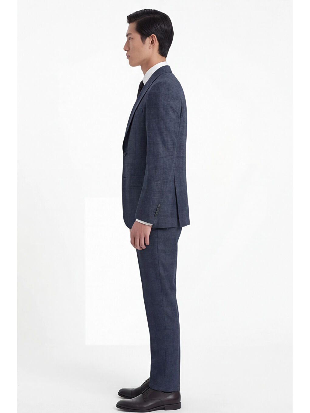 Erkek Viskon Karışımlı 10 Drop Klasik Lacivert Yelekli Takım Elbise-3