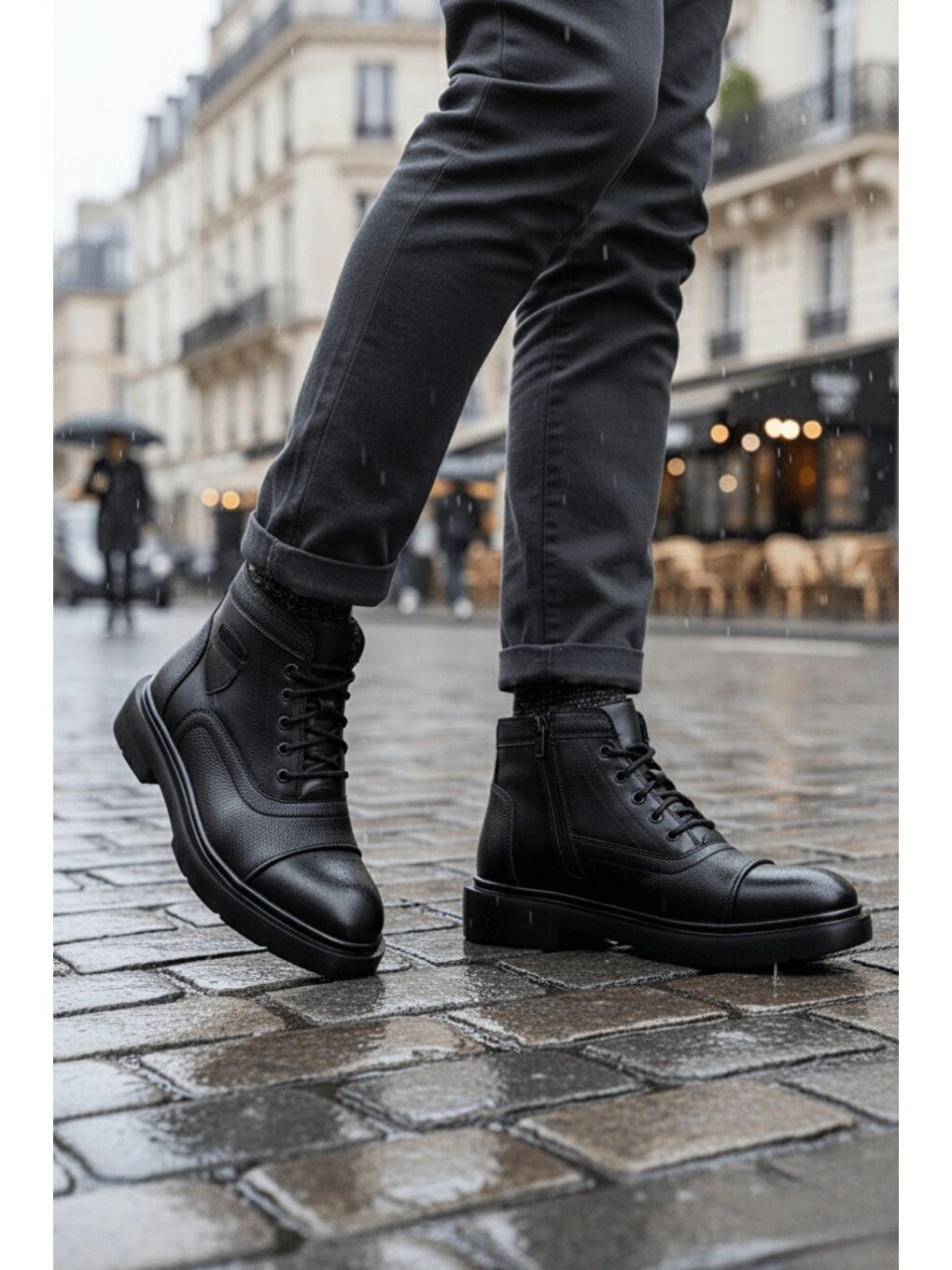 Siyah GUSTA Bağcıklı Fermuarlı İçi Kürklü Erkek Kışlık Bot-2