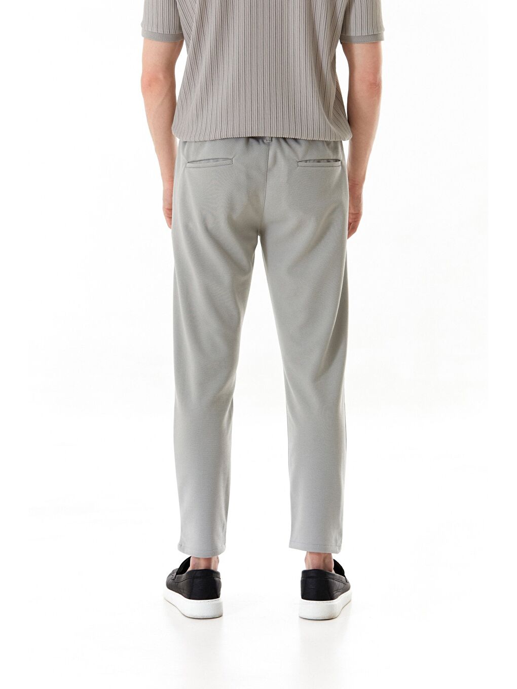 Gri Beli Bağlamalı Jogger Pantolon-4