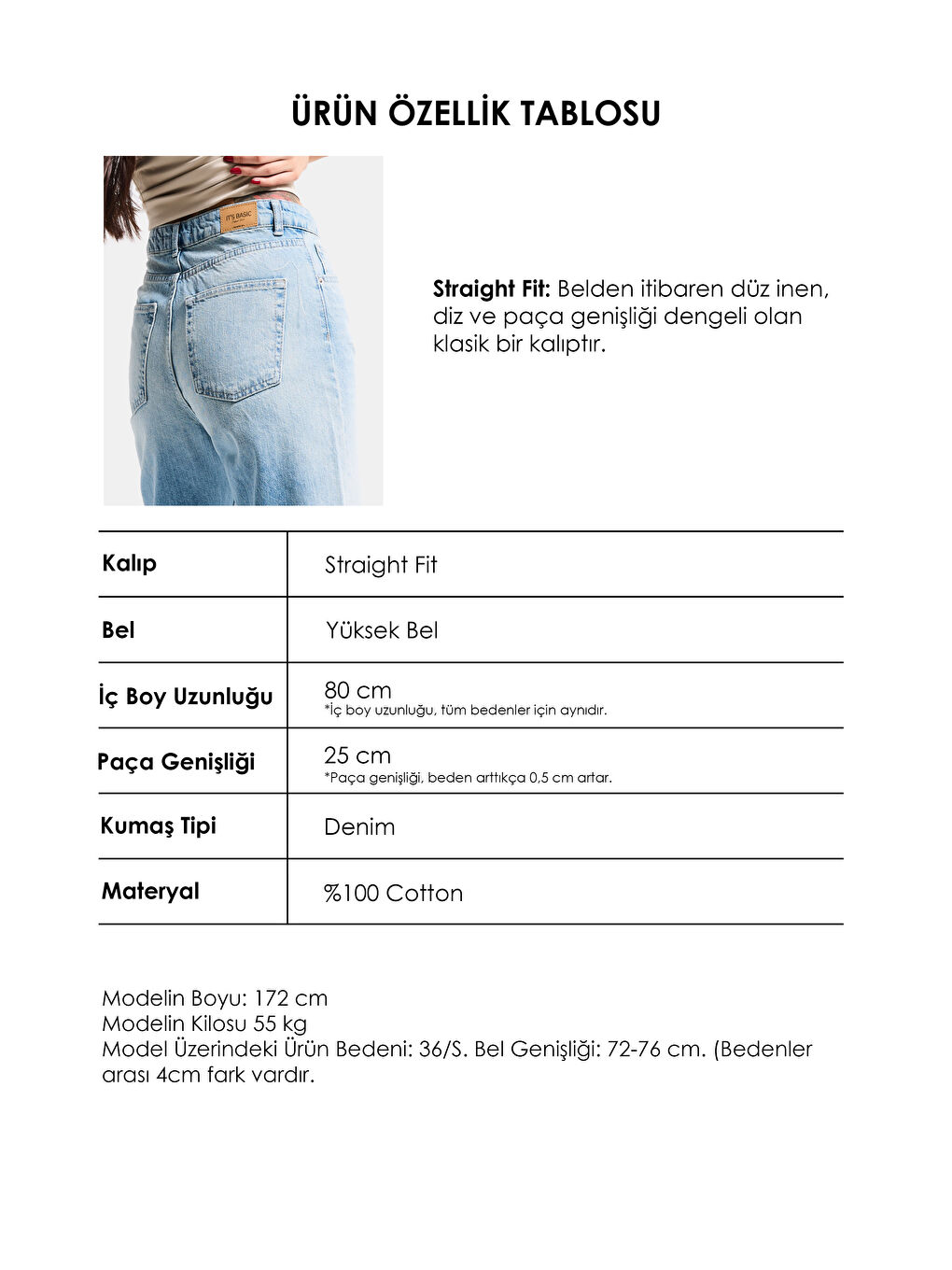 Mavi Kadın Jean Rengi 4s6-32 Straight Fit Yüksek Bel Denim Jean-4