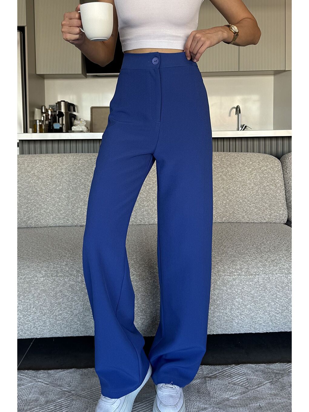 Mavi Kadın Bol Paça Kumaş Pantolon-1