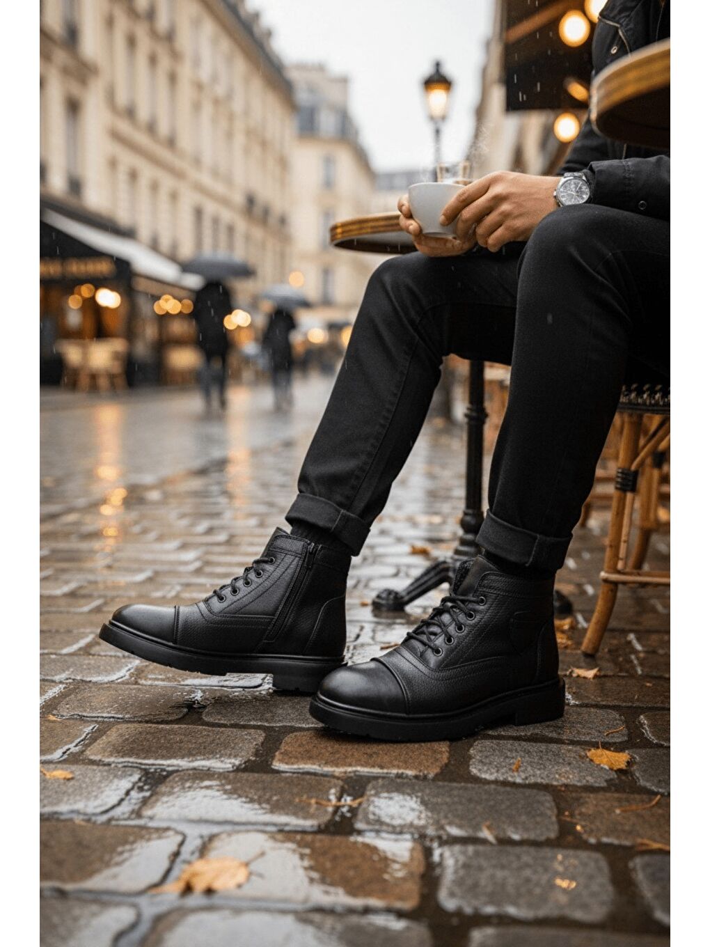 Siyah GUSTA Bağcıklı Fermuarlı İçi Kürklü Erkek Kışlık Bot-3