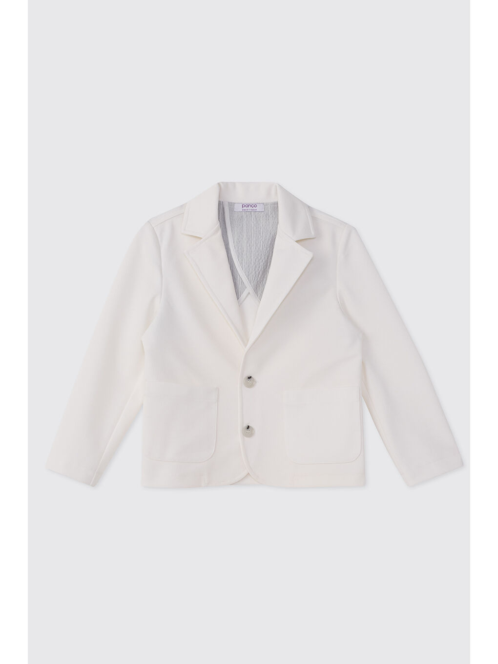 Erkek Çocuk Düğmeli Beyaz Örme Ceket