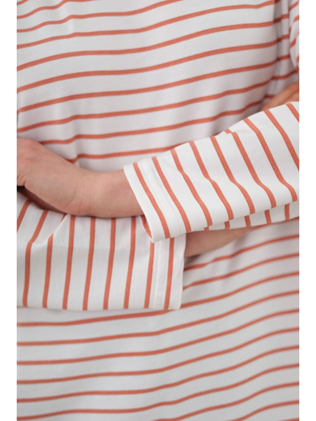 Turuncu İnce Çizgili Sweat Papaya-4