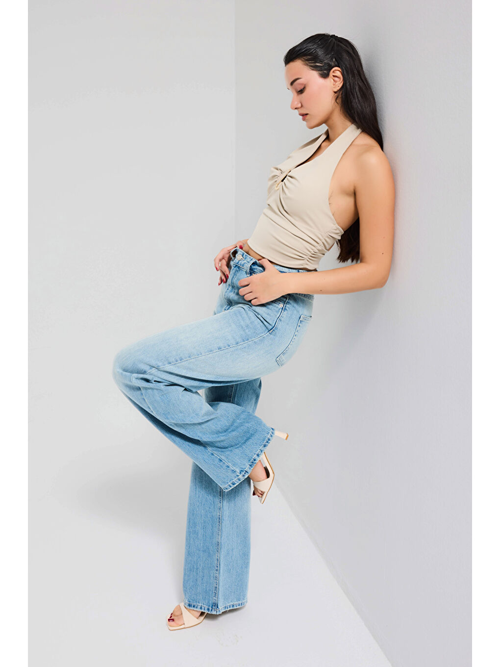 Mavi Kadın Jean Rengi 4s6-32 Straight Fit Yüksek Bel Denim Jean-6