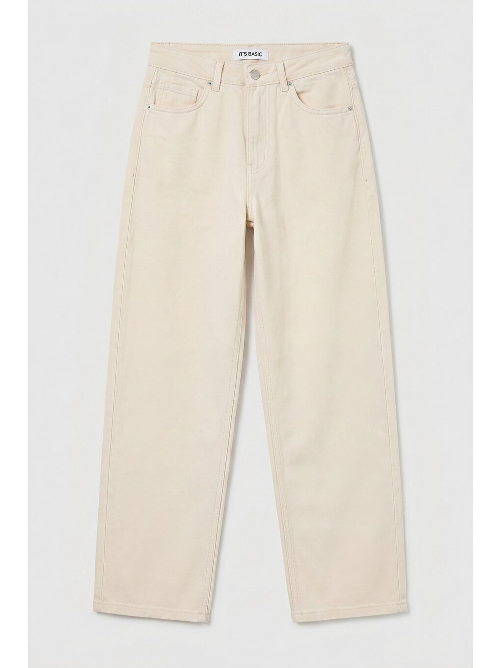 Bej Kadın Raw 7s6-69 Relax Fit %100 Pamuk Denim Jean-6