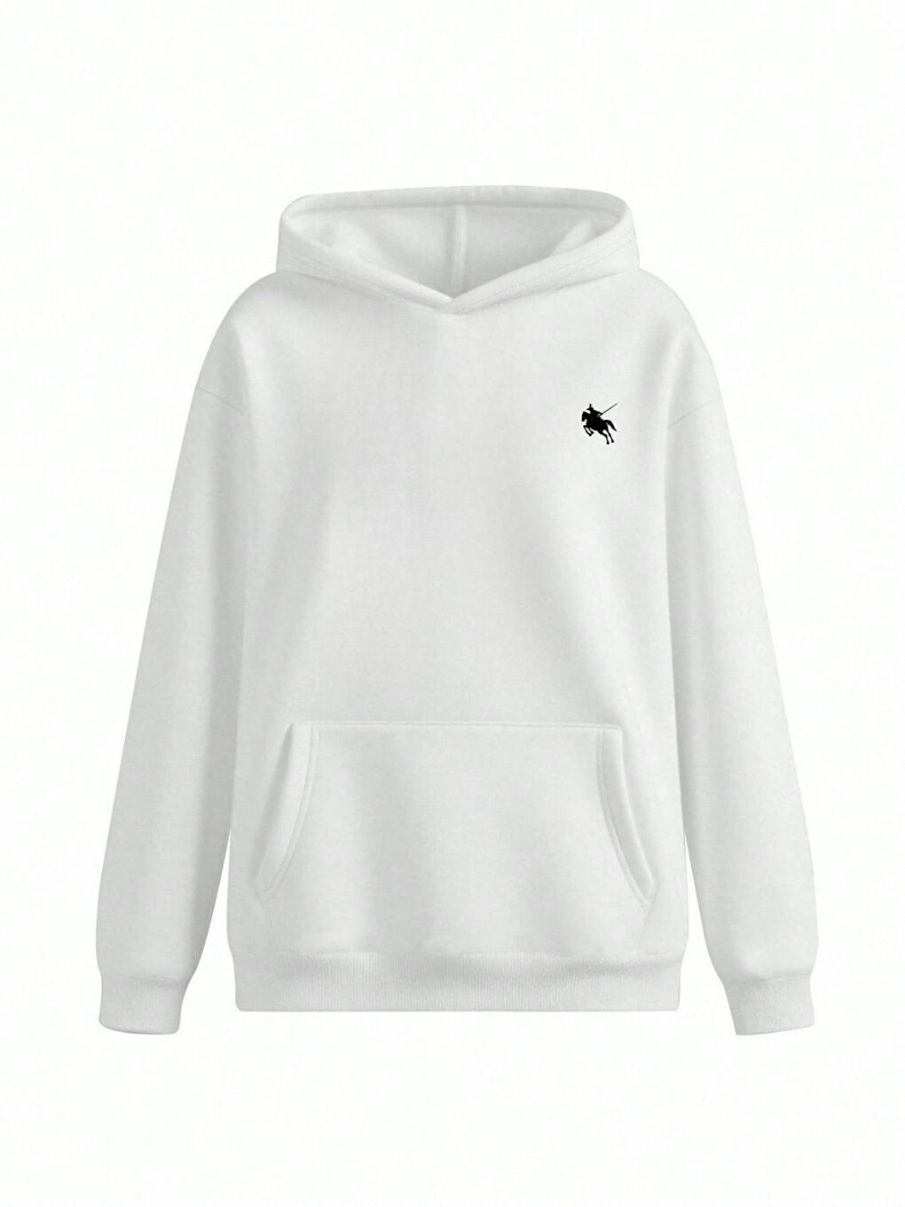 Kadın Beyaz Horse Baskılı Oversize Kapüşonlu Sweatshirt Hoodie-1