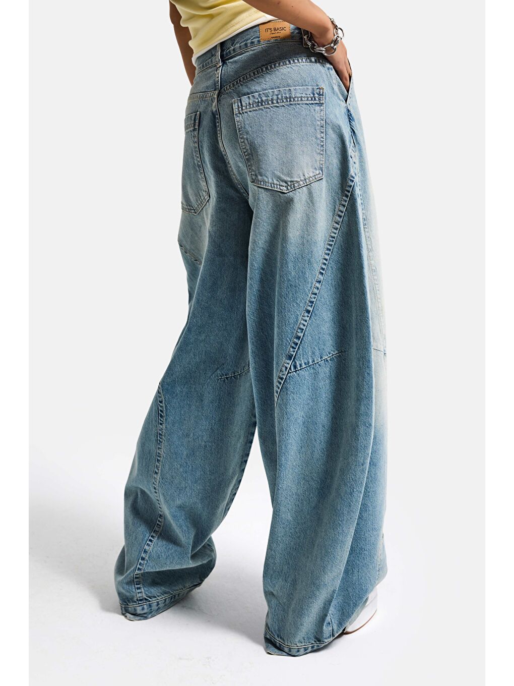 Mavi Kadın Jean Rengi 4s6-32 Süper Baggy Fit Kemer Detaylı Özel Tasarım Denim Jean-5