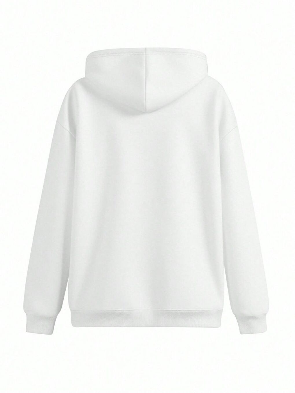 Kadın Beyaz Horse Baskılı Oversize Kapüşonlu Sweatshirt Hoodie-2