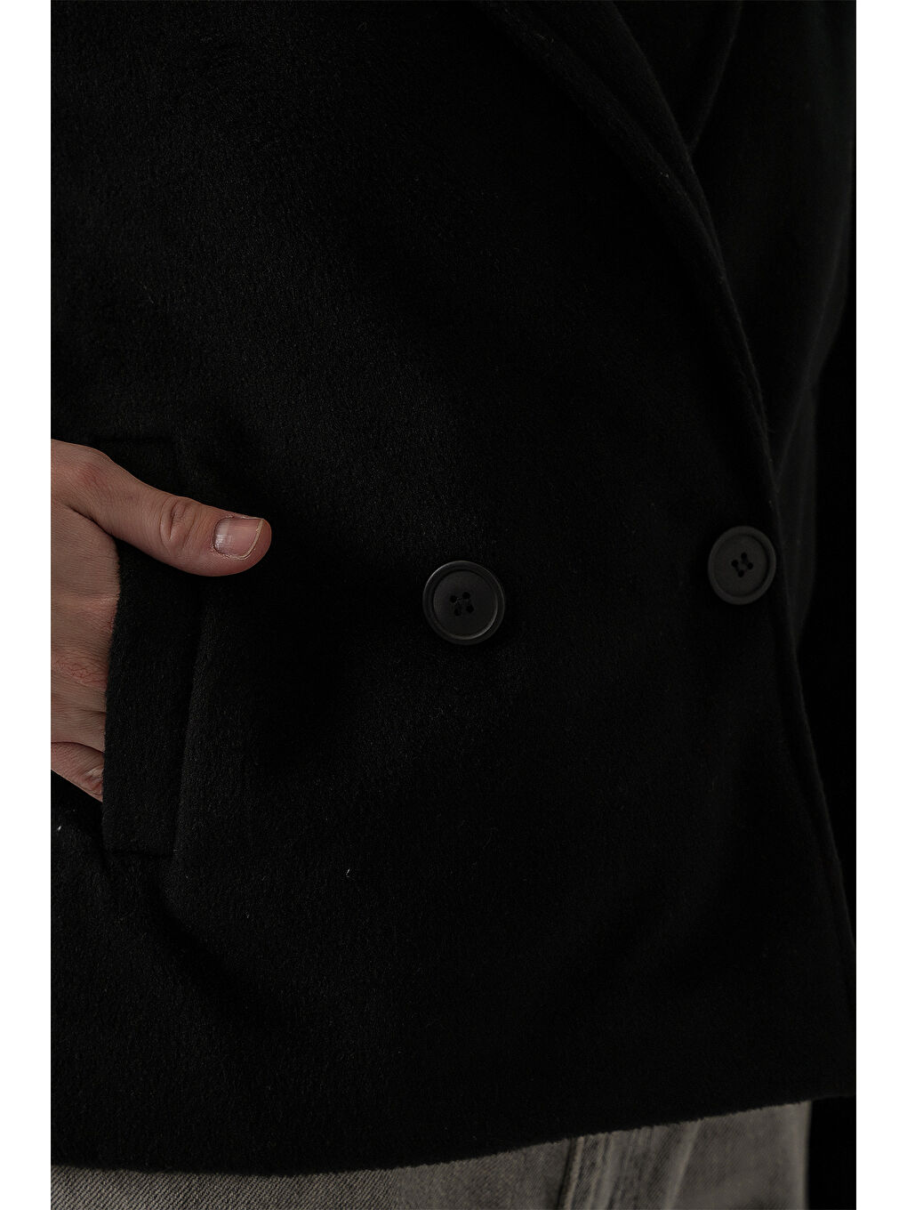 Kadın Kaşe Ceket 0725 - Siyah-4