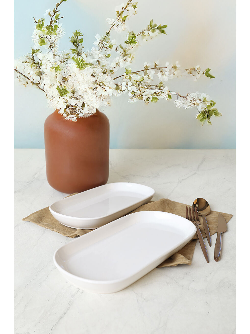 Beyaz Noyan Kayık Tabak 28 Cm 2 Adet-4