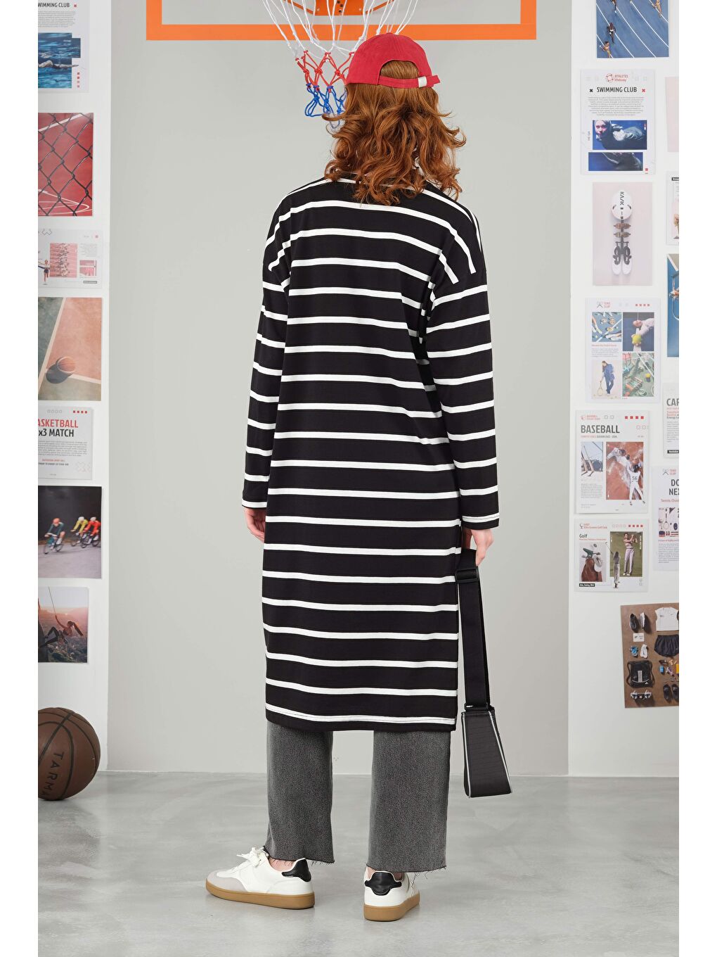 Kalın Çizgili Sweat Uzun Siyah-2