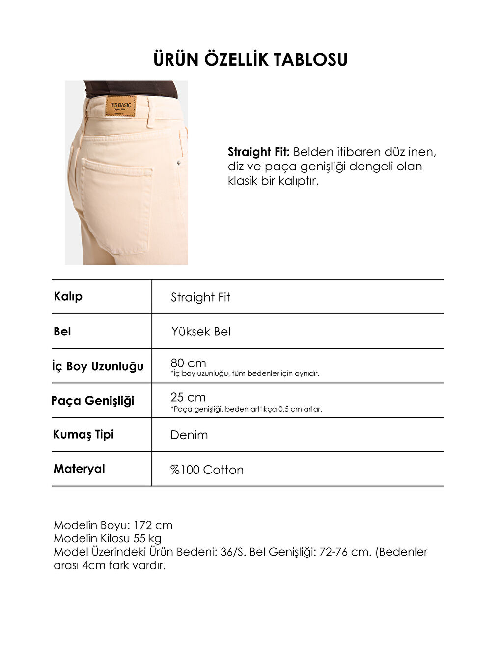 Bej Kadın Raw Doris 6s6-57 Straight Fit Yüksek Bel Denim Jean-5