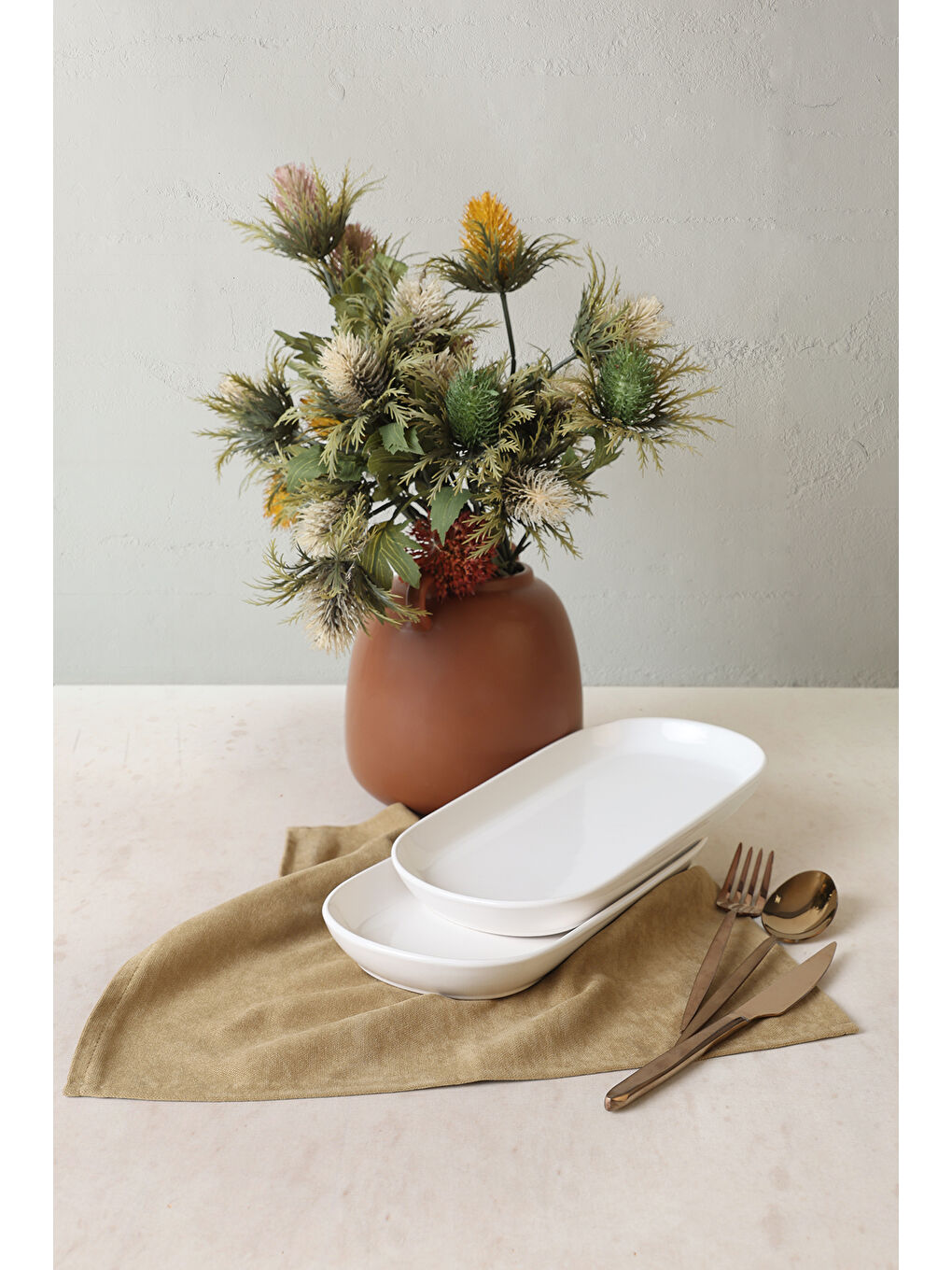 Beyaz Noyan Kayık Tabak 28 Cm 2 Adet-5