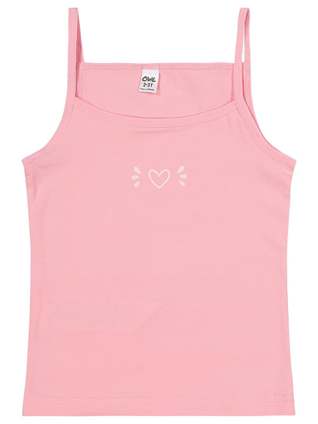 Beyaz Girls Kalp 2-10 Yaş Kız Çocuk 2'li Atlet - Standart-3
