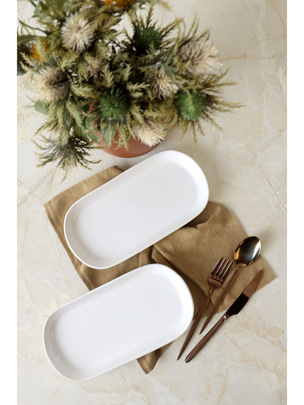 Beyaz Noyan Kayık Tabak 28 Cm 2 Adet-6