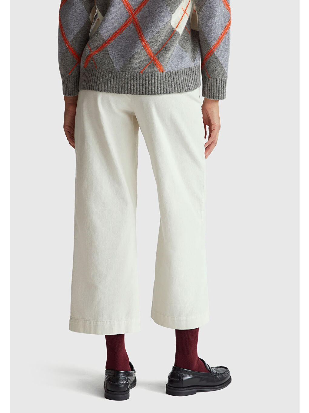 Ekru Kadın Krem %100 Pamuk Önü Yama Cepli Düz Paça Pantolon-2