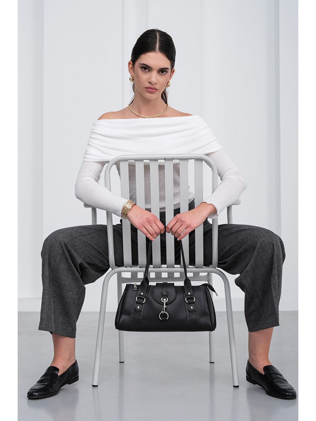 Noa Vintage Baget Çanta Siyah-3