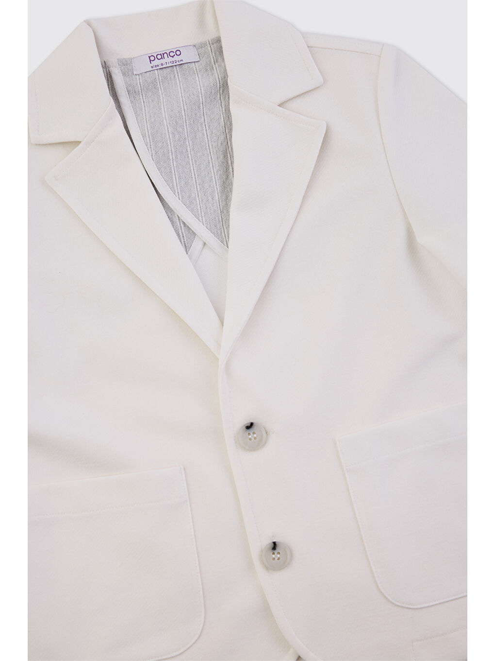 Erkek Çocuk Düğmeli Beyaz Örme Ceket-2