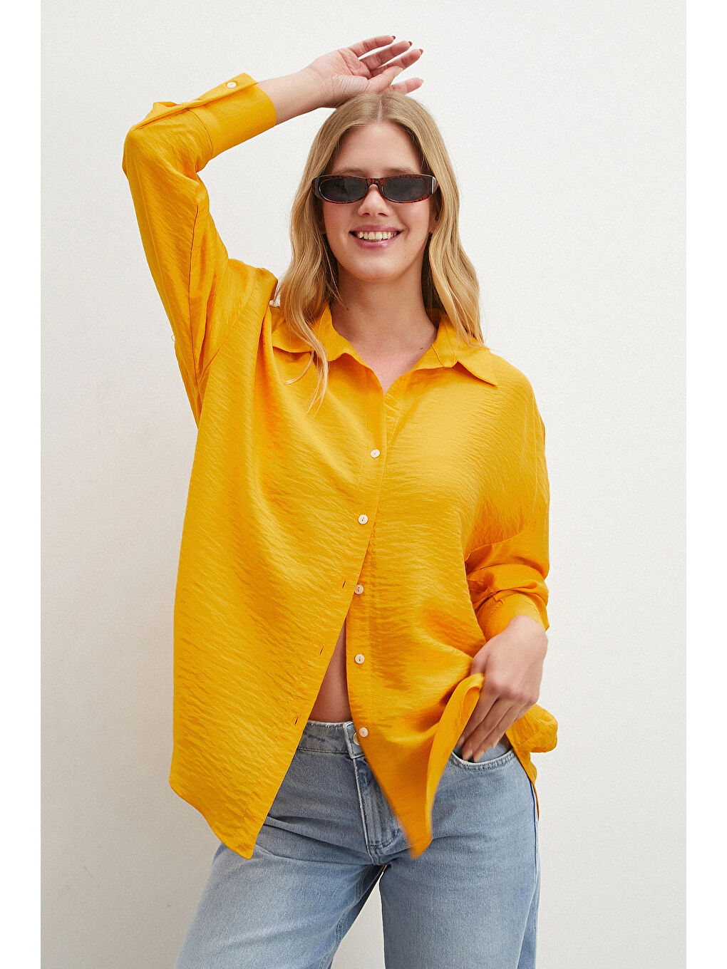 Karışık Basic Modal Gömlek Hardal-2