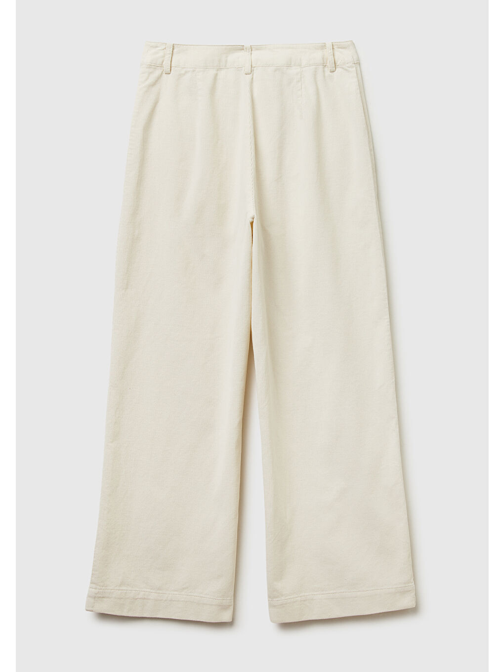 Ekru Kadın Krem %100 Pamuk Önü Yama Cepli Düz Paça Pantolon-3