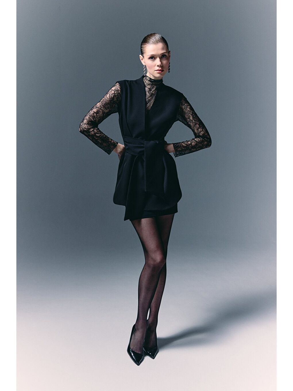 Kalın Kuşaklı Yelek - Siyah-2