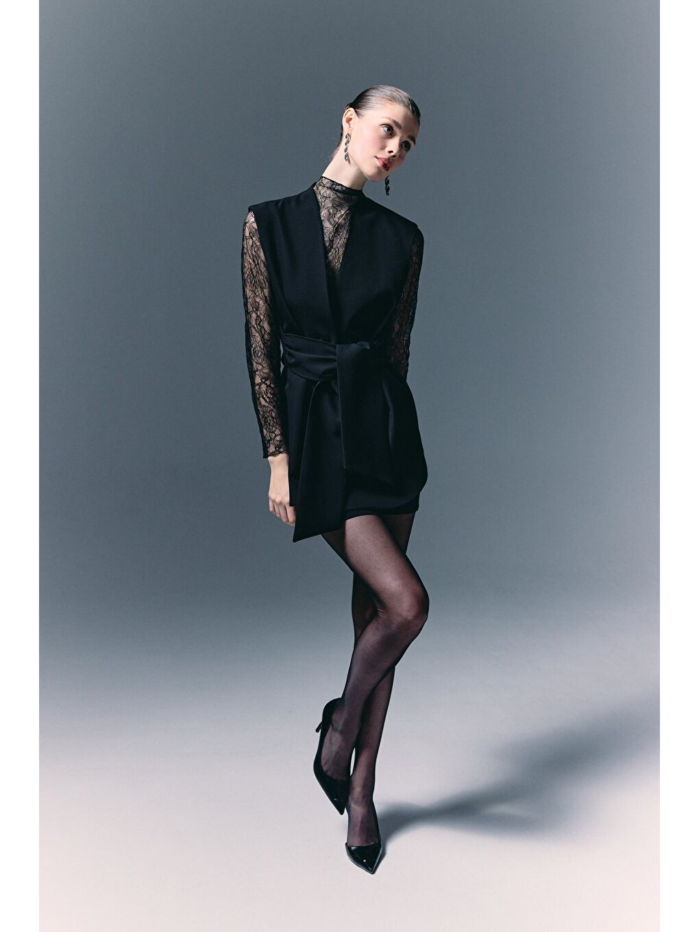 Kalın Kuşaklı Yelek - Siyah-3