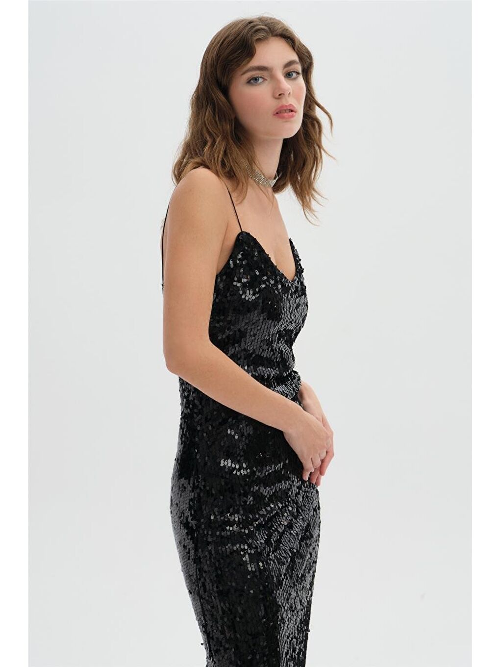 Siyah Payet Slip Elbise-2