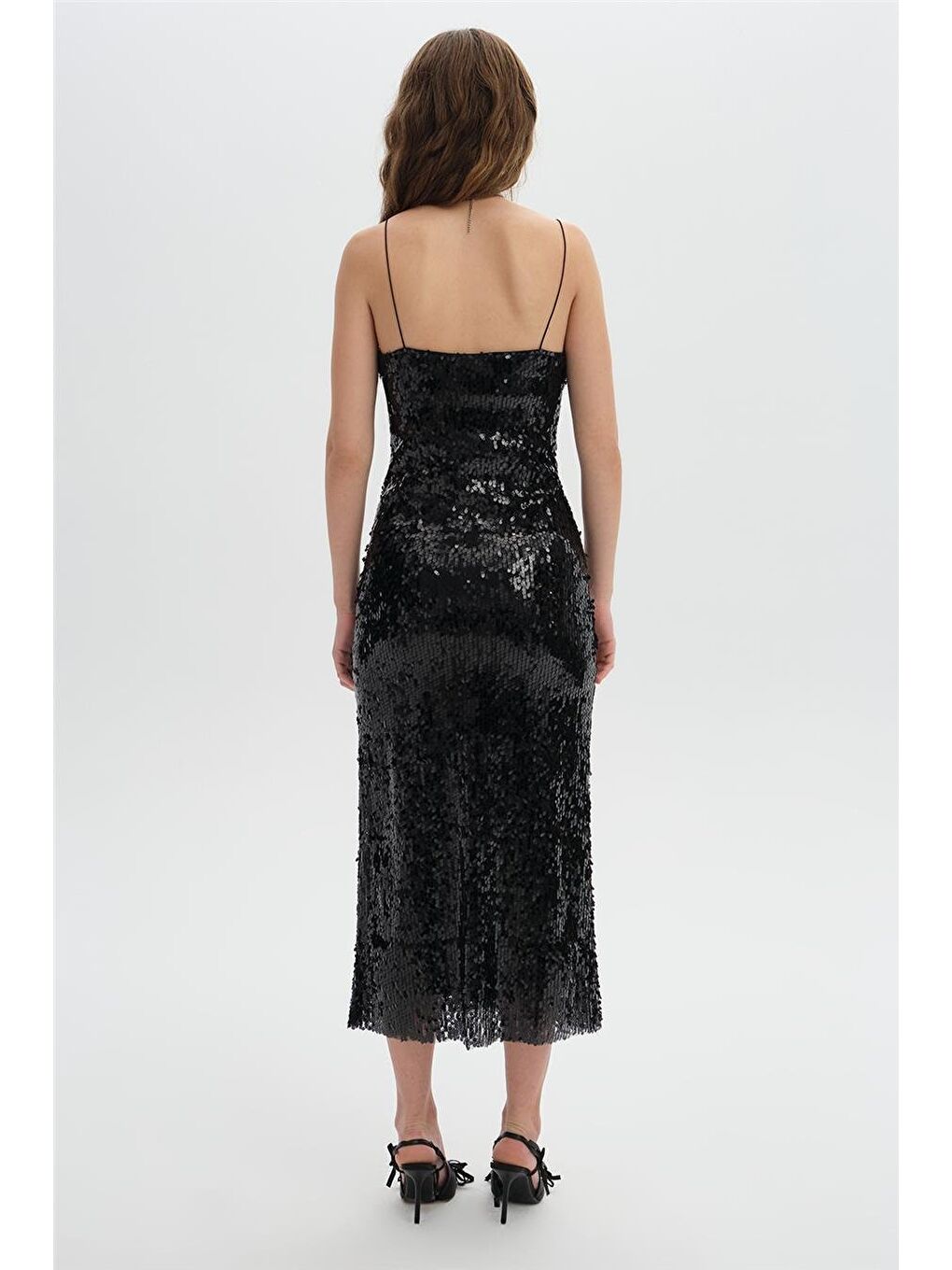 Siyah Payet Slip Elbise-5