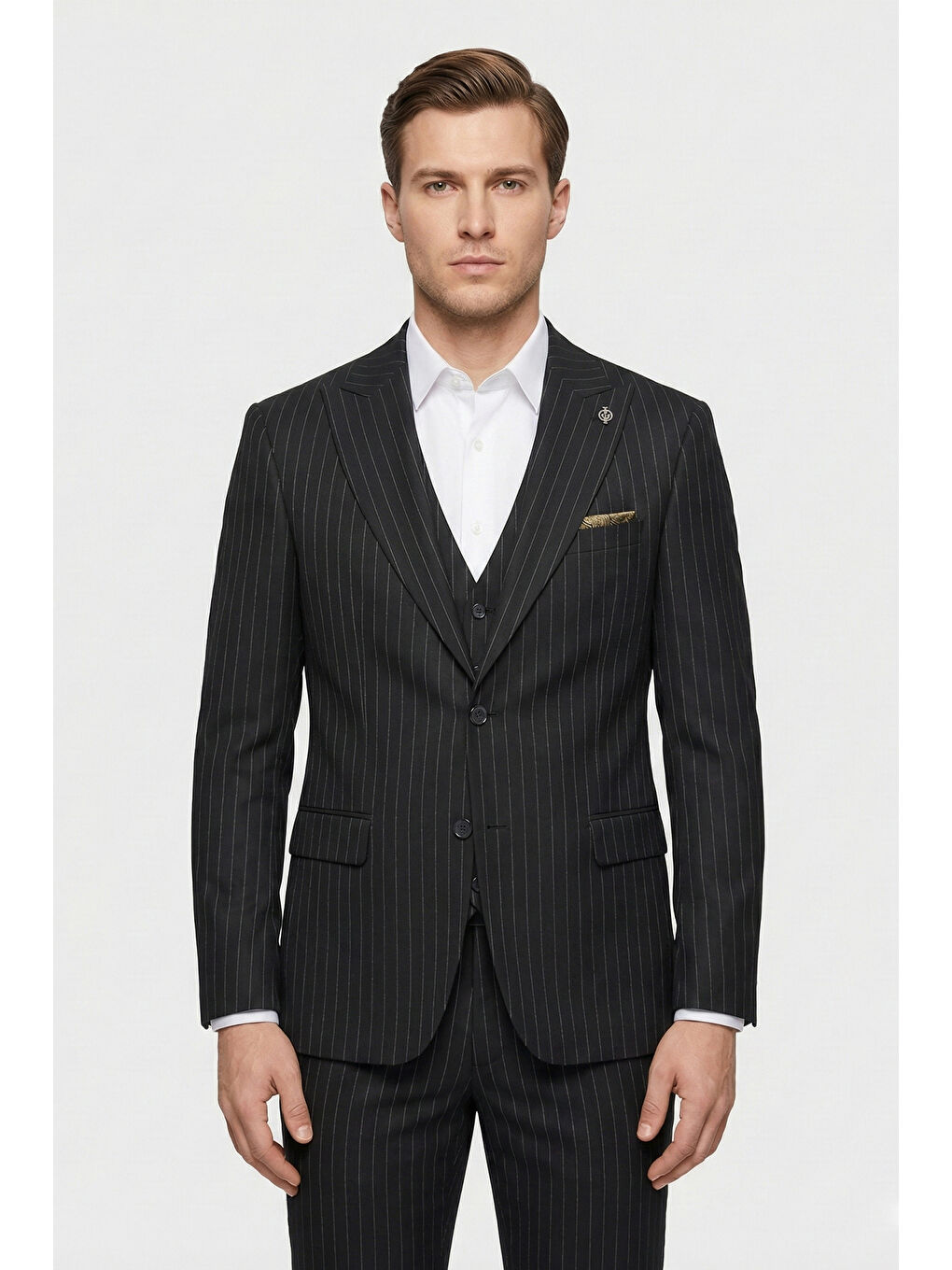 Giotelli Siyah Yelekli 8 Drop Polyester Viskon Karışımlı Erkek Takım Elbise