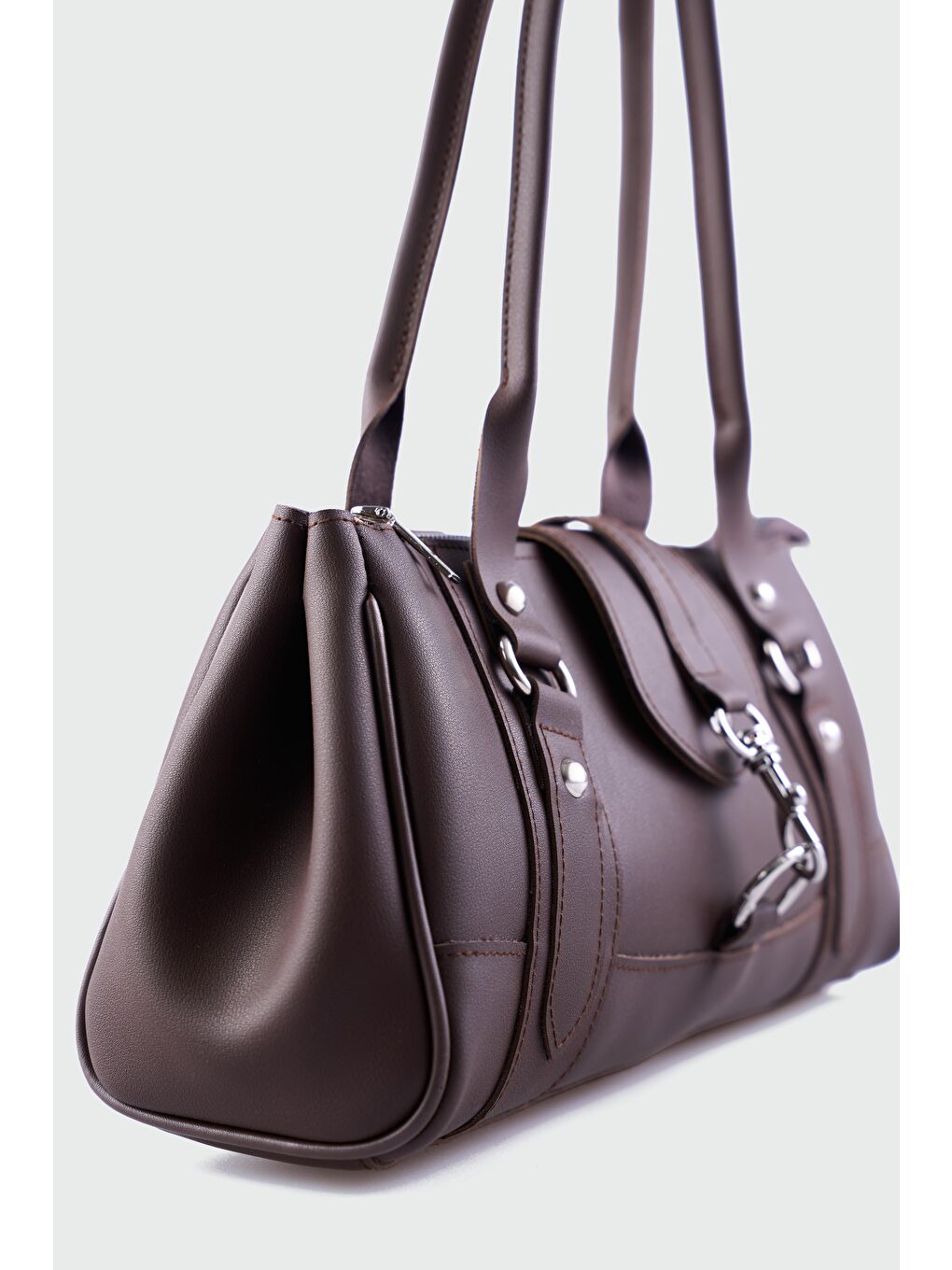 Kahverengi Noa Vintage Baget Çanta Kahve-5