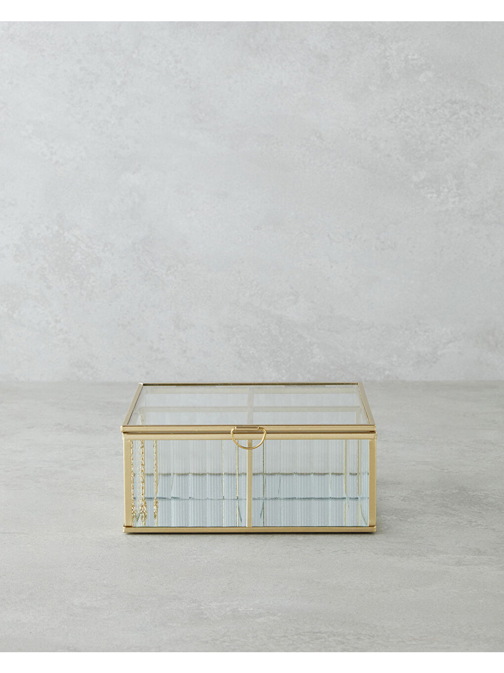 Sarı Anissa Takı Kutusu 16x16x6 cm Gold-1