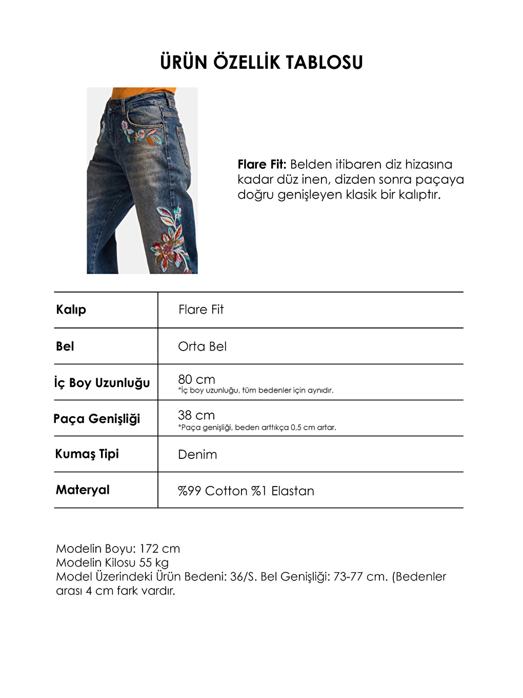 Mavi Kadın Jean Rengi 2w6-8 Flare Fit Nakış Detaylı Komfort Kumaş Özel Tasarım Denim Jean-5