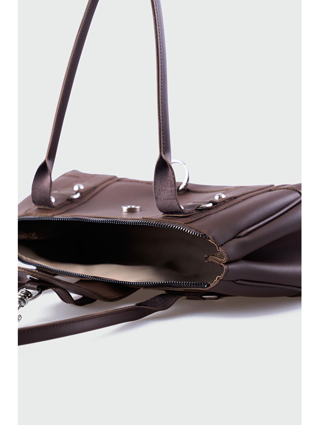 Kahverengi Noa Vintage Baget Çanta Kahve-7