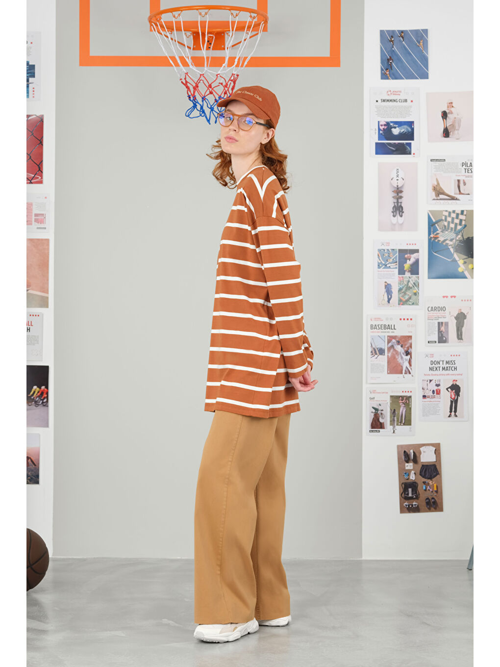 Turuncu Kalın Çizgili Sweat Papaya-2