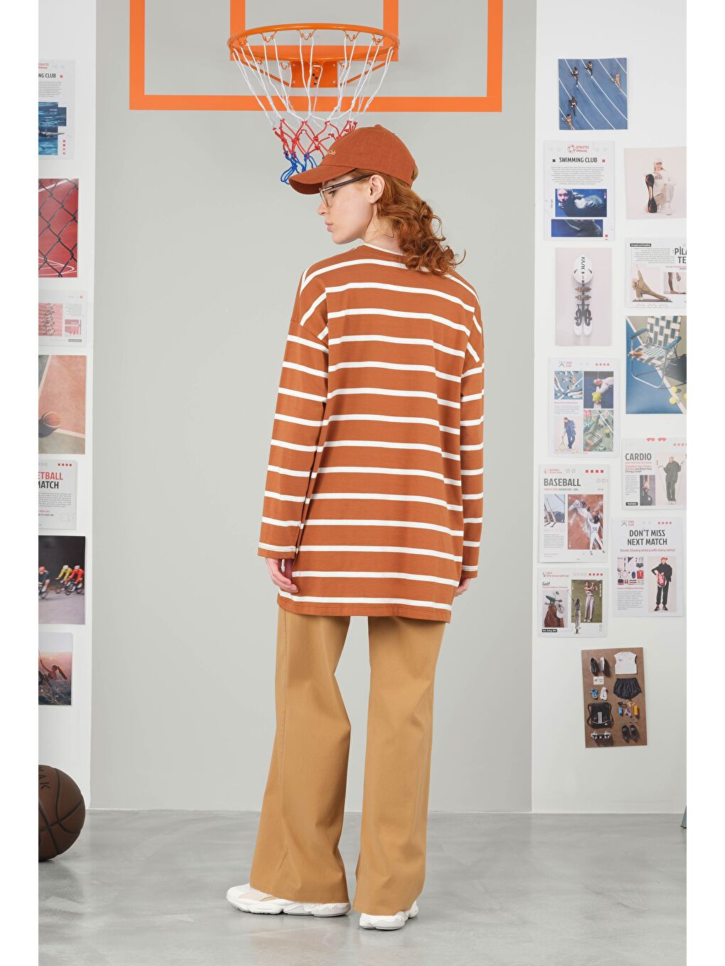 Turuncu Kalın Çizgili Sweat Papaya-3