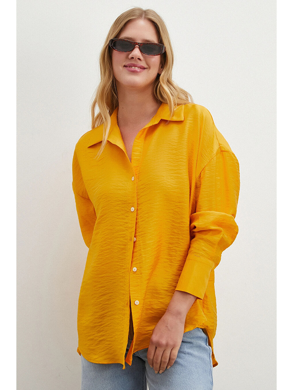 Karışık Basic Modal Gömlek Hardal-3