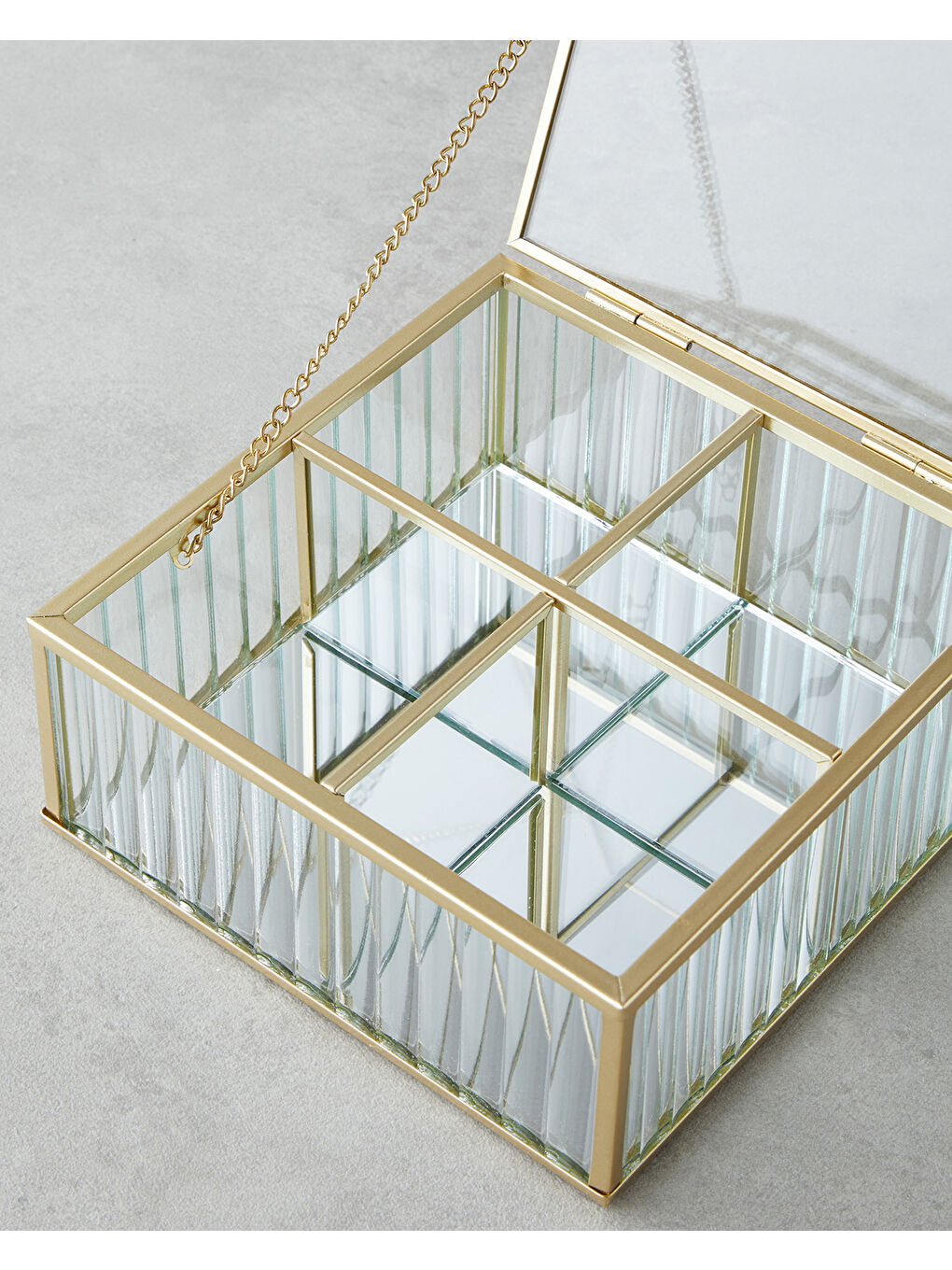 Sarı Anissa Takı Kutusu 16x16x6 cm Gold-2