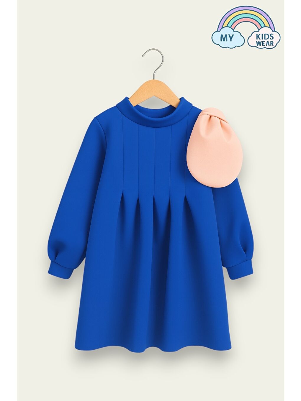 Mavi Kız Çocuk Dökümlü Doğum Günü Elbisesi 3-10 Yaş 12236-2