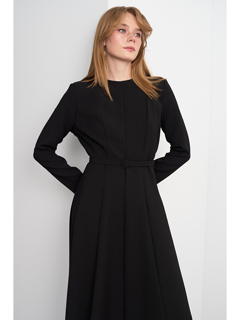 Linda Parçalı Uzun Elbise Siyah-1