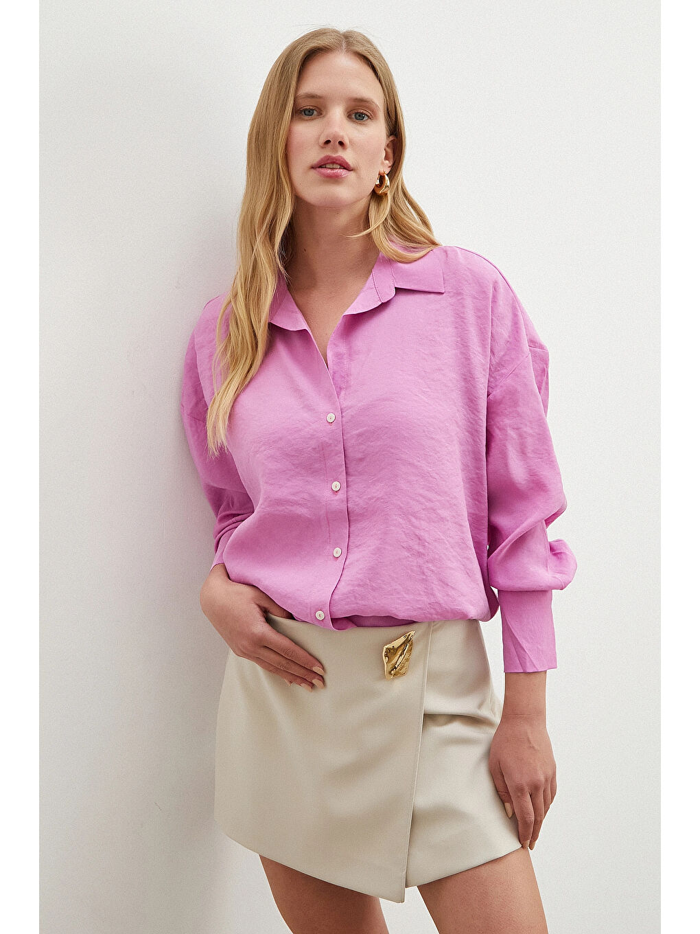 Basic Modal Gömlek Mor
