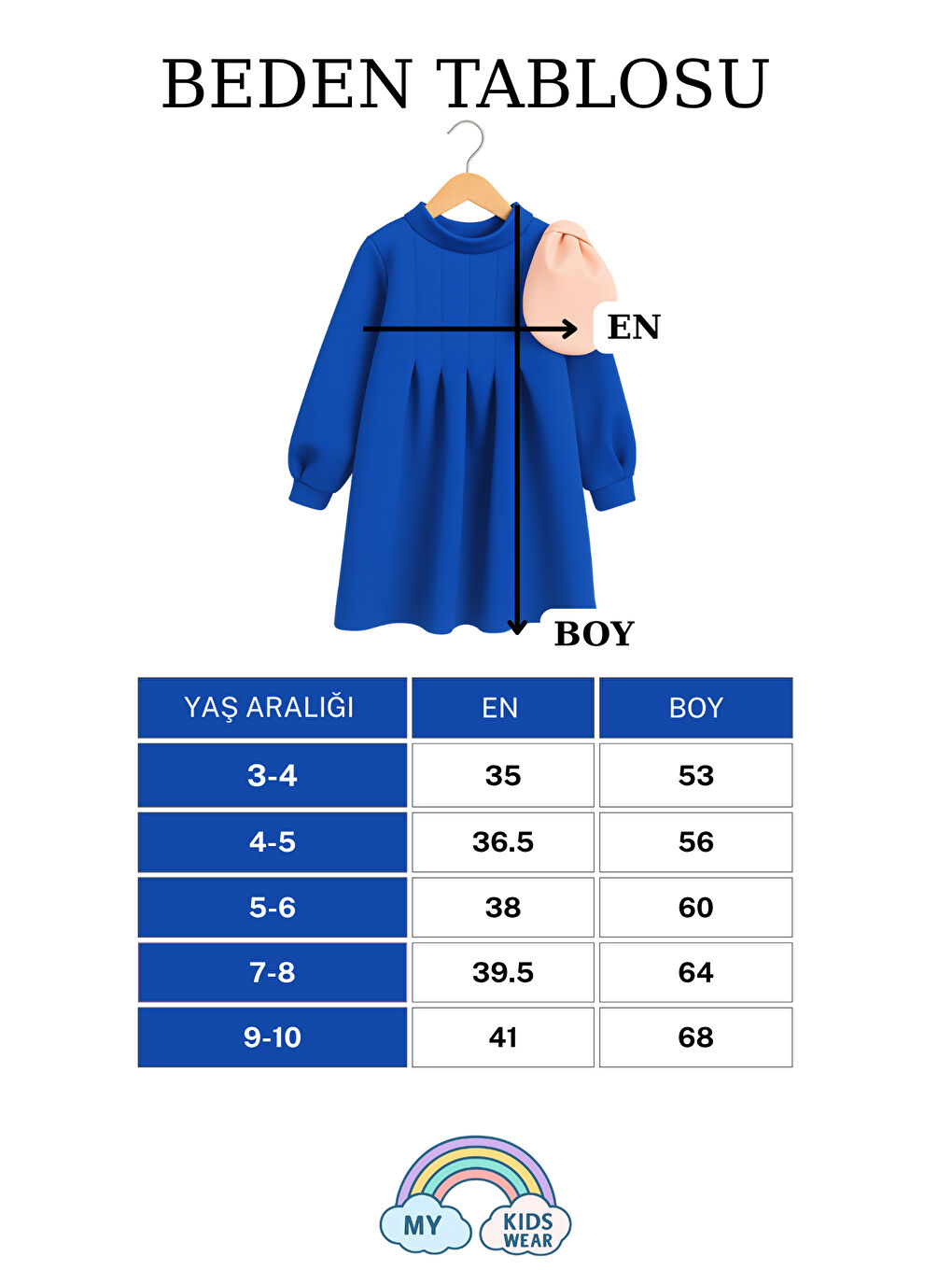 Mavi Kız Çocuk Dökümlü Doğum Günü Elbisesi 3-10 Yaş 12236-3