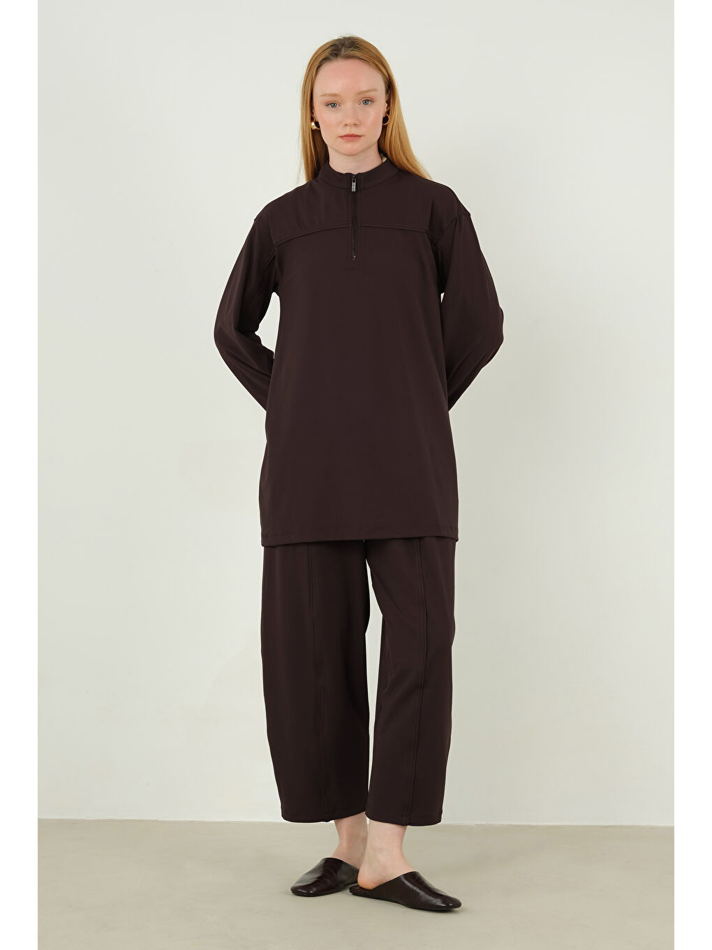 Kahverengi Roba Detaylı Sweat Koyu Kahve-1