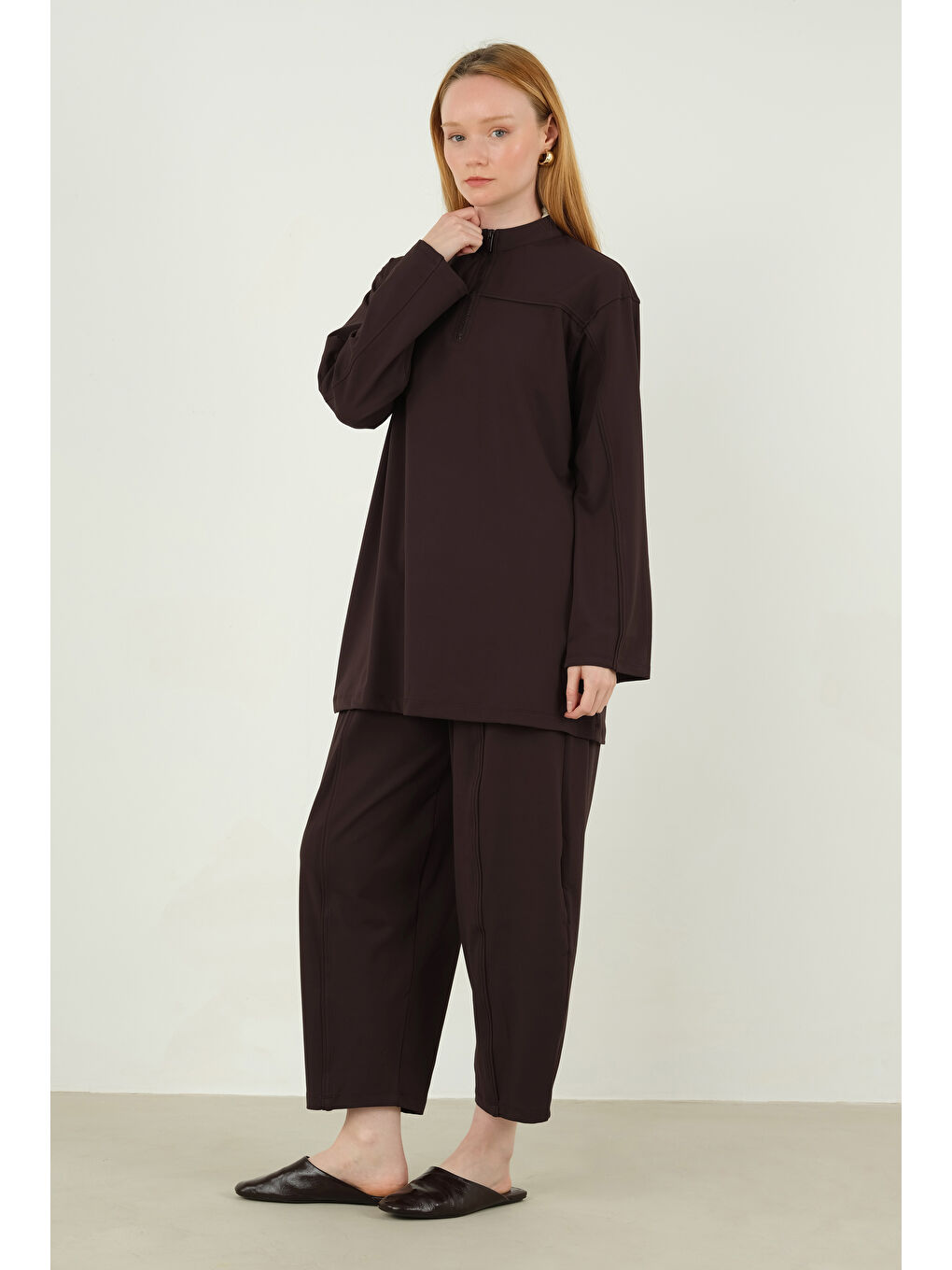 Kahverengi Roba Detaylı Sweat Koyu Kahve-2