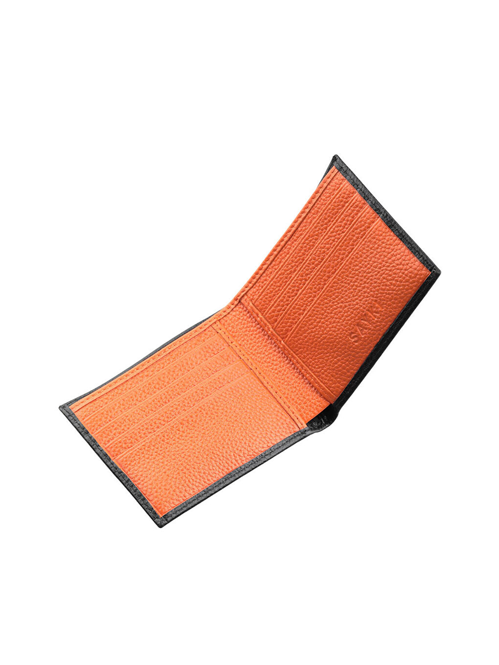 Siyah - Turuncu Floter 100% Hakiki Deri Cüzdan-1