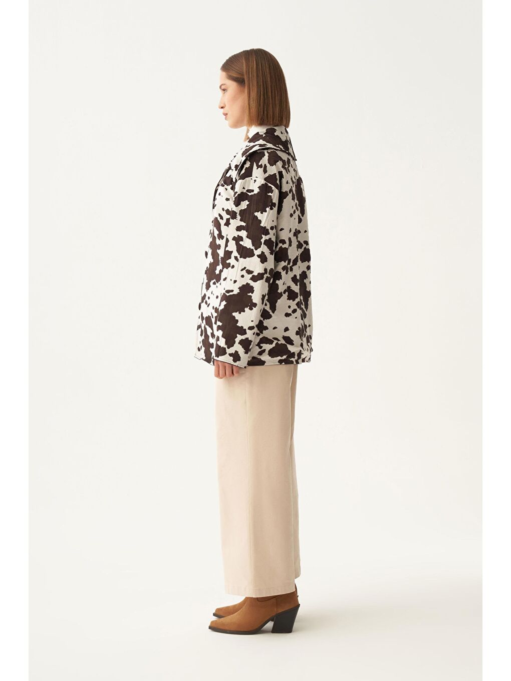 Kahverengi Acı Kahve-Çift Yönlü Gabardin Kapitone Ceket-1