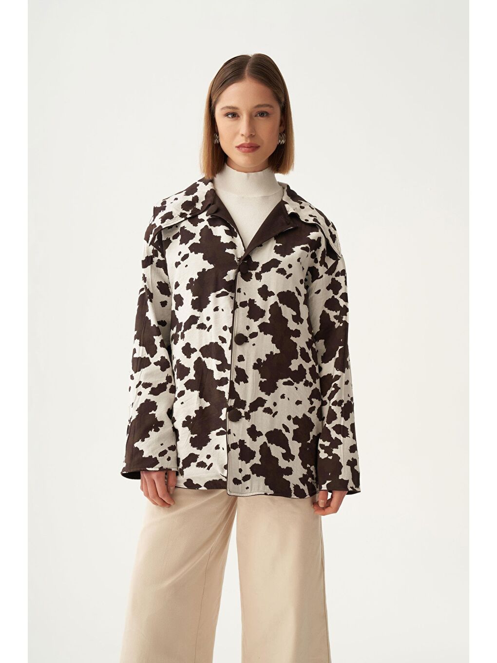 Kahverengi Acı Kahve-Çift Yönlü Gabardin Kapitone Ceket-3